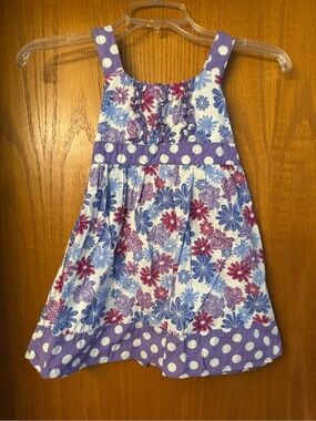 Girls' Purple Floral Sundress with Polka Dot Accents